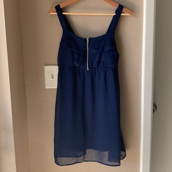 STEVIE & LINDSAY Navy Blue Front Zip Mini Dress - Picture 2 of 8